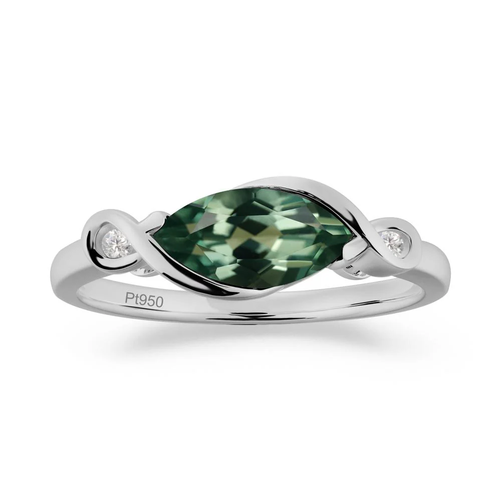 Teardrop Green Sapphire Infinity Knot Ring - Image 9