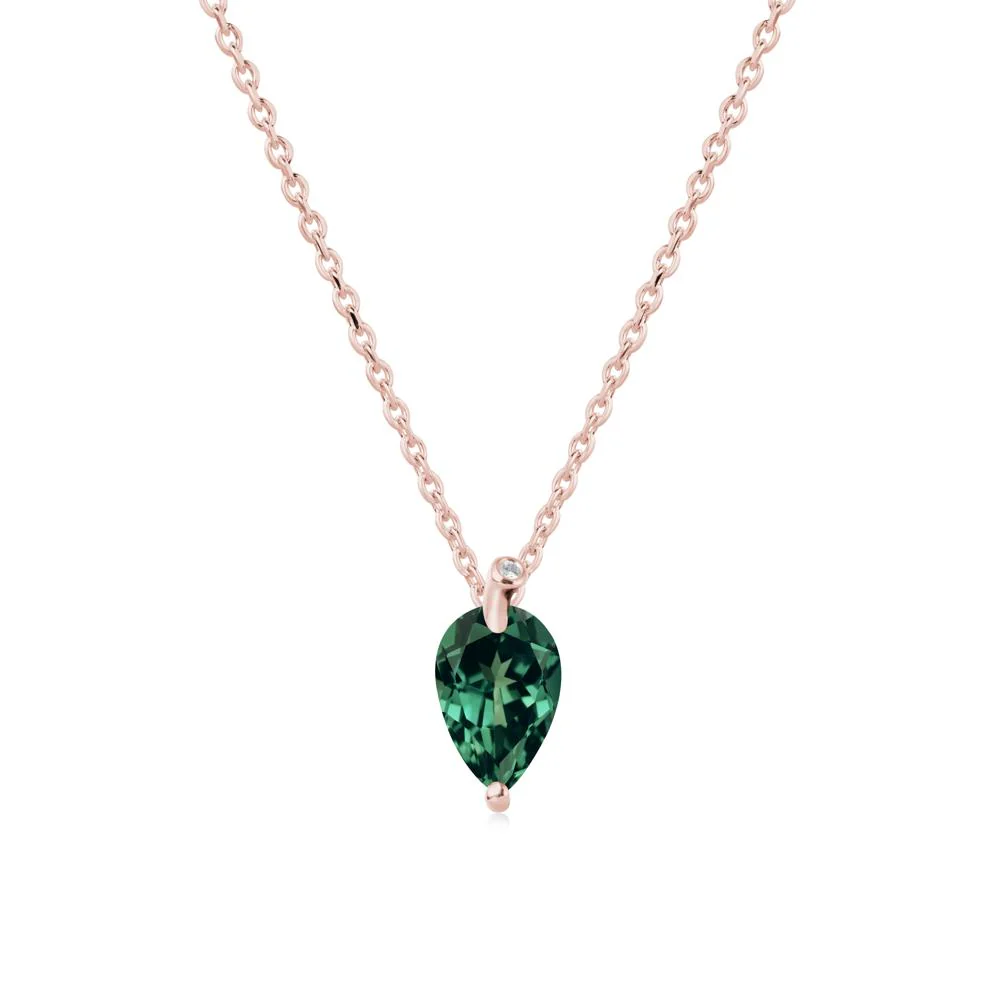 Teardrop Green Sapphire Leaf Necklace - Image 4