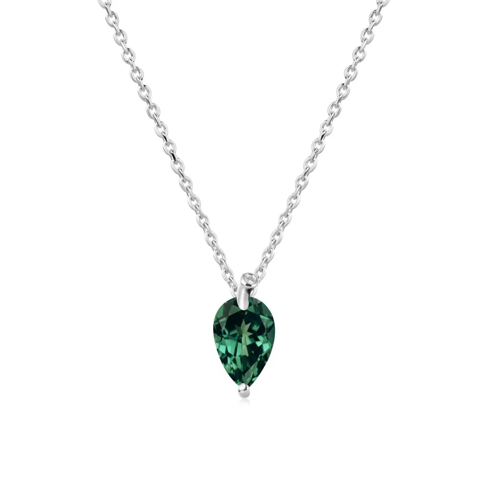 Teardrop Green Sapphire Leaf Necklace - Image 5