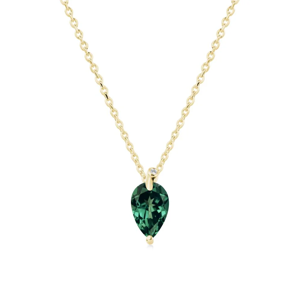 Teardrop Green Sapphire Leaf Necklace - Image 6