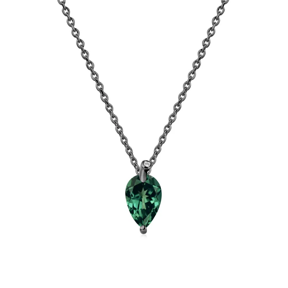 Teardrop Green Sapphire Leaf Necklace - Image 7