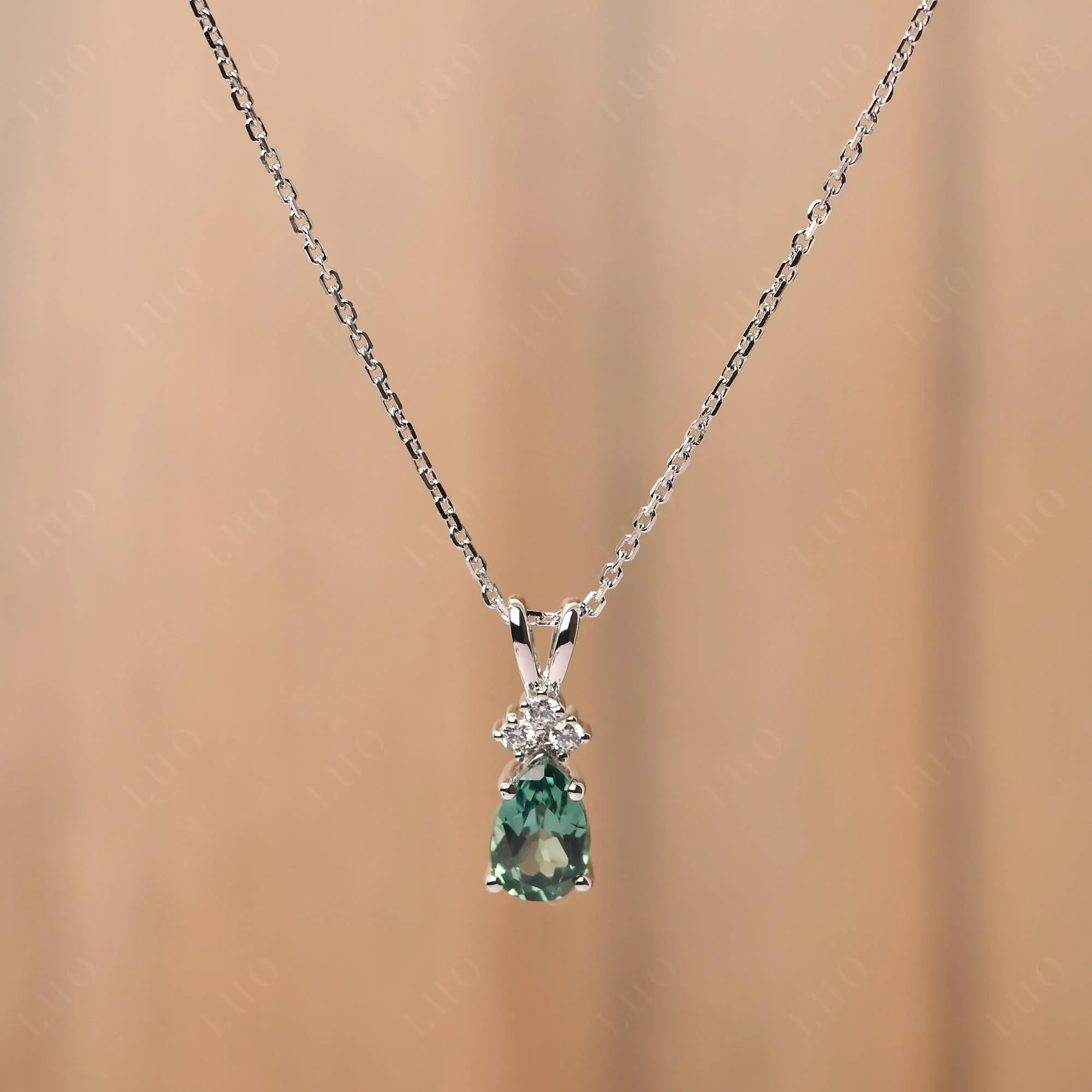 Pear Shaped Green Sapphire Necklace - Image 10