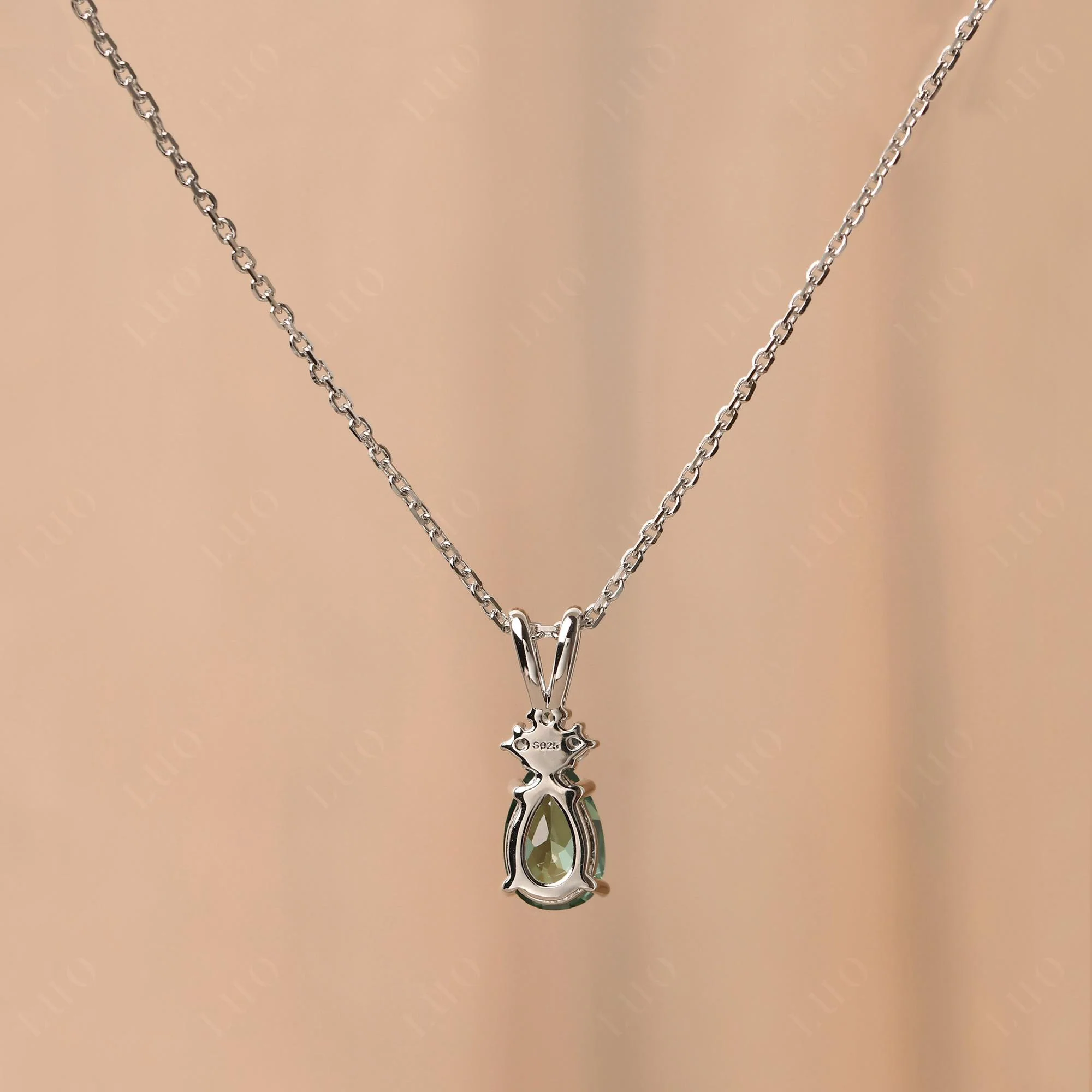Pear Shaped Green Sapphire Necklace - Image 11