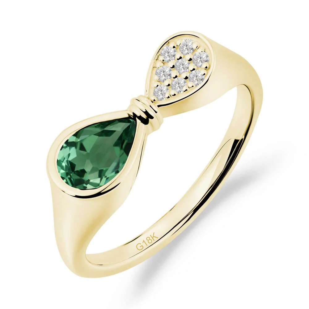 Teardrop Green Sapphire Pave Bow Ring - Image 8