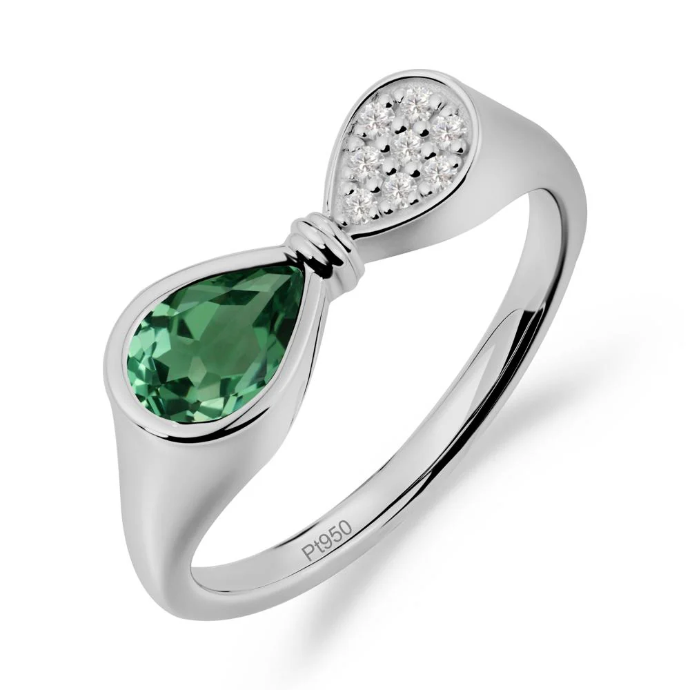 Teardrop Green Sapphire Pave Bow Ring - Image 9