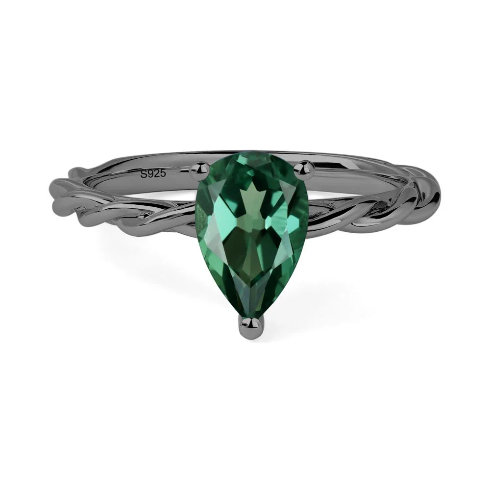 Teardrop Green Sapphire Solitaire Ring - Image 3