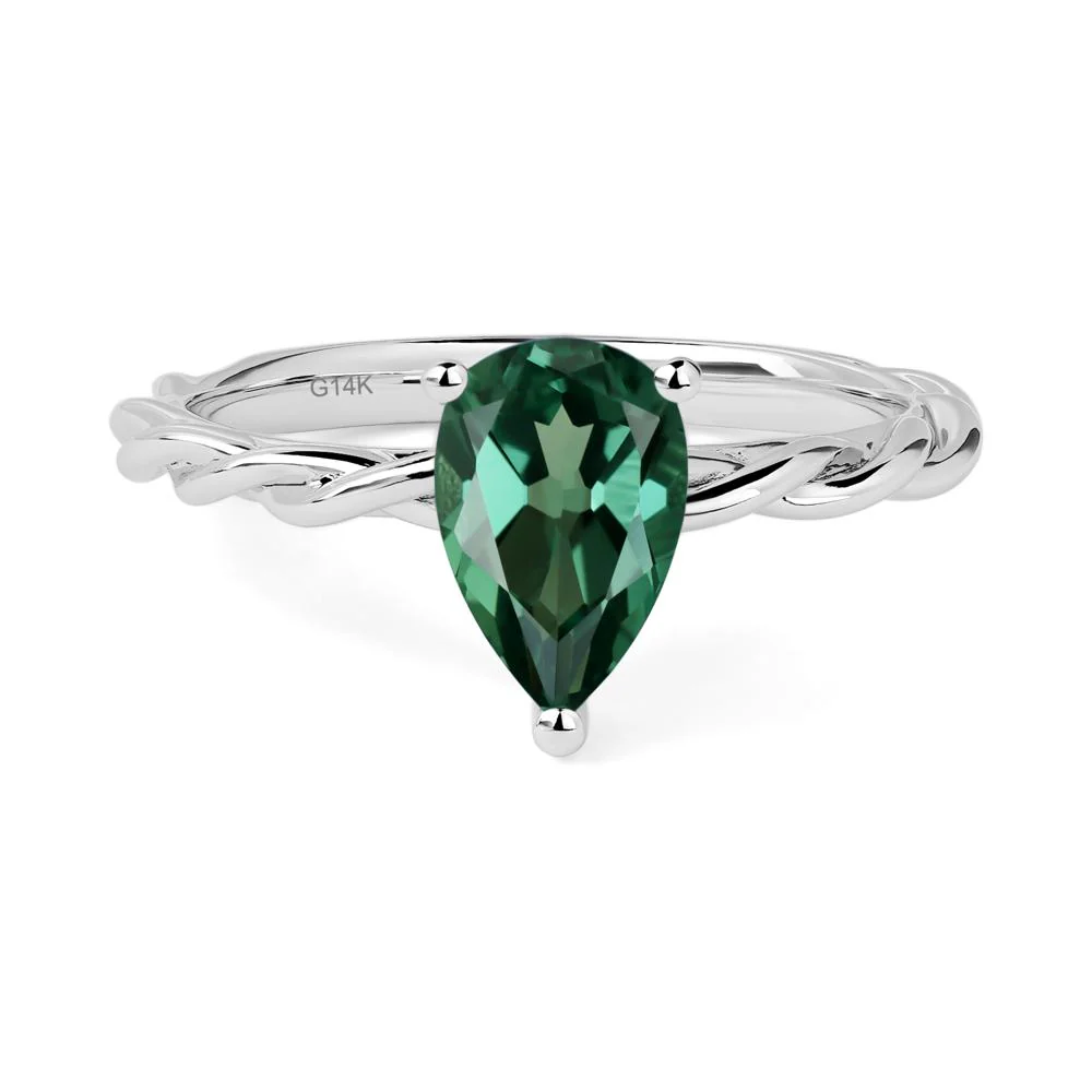 Teardrop Green Sapphire Solitaire Ring - Image 4
