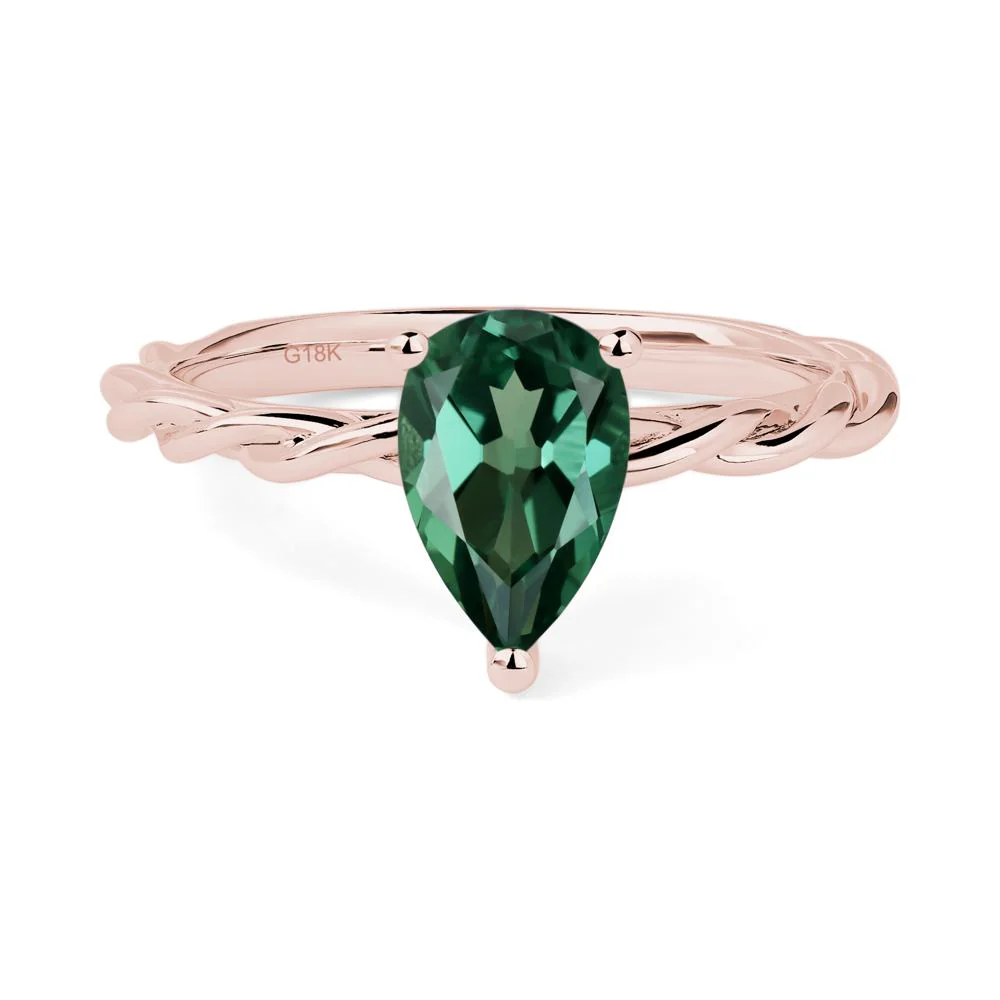 Teardrop Green Sapphire Solitaire Ring - Image 9