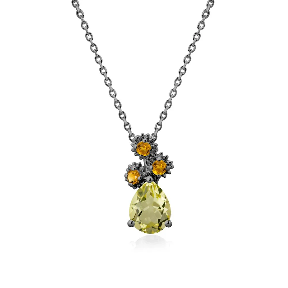 Teardrop Lemon Quartz and Citrine Flower Pendant - Image 7
