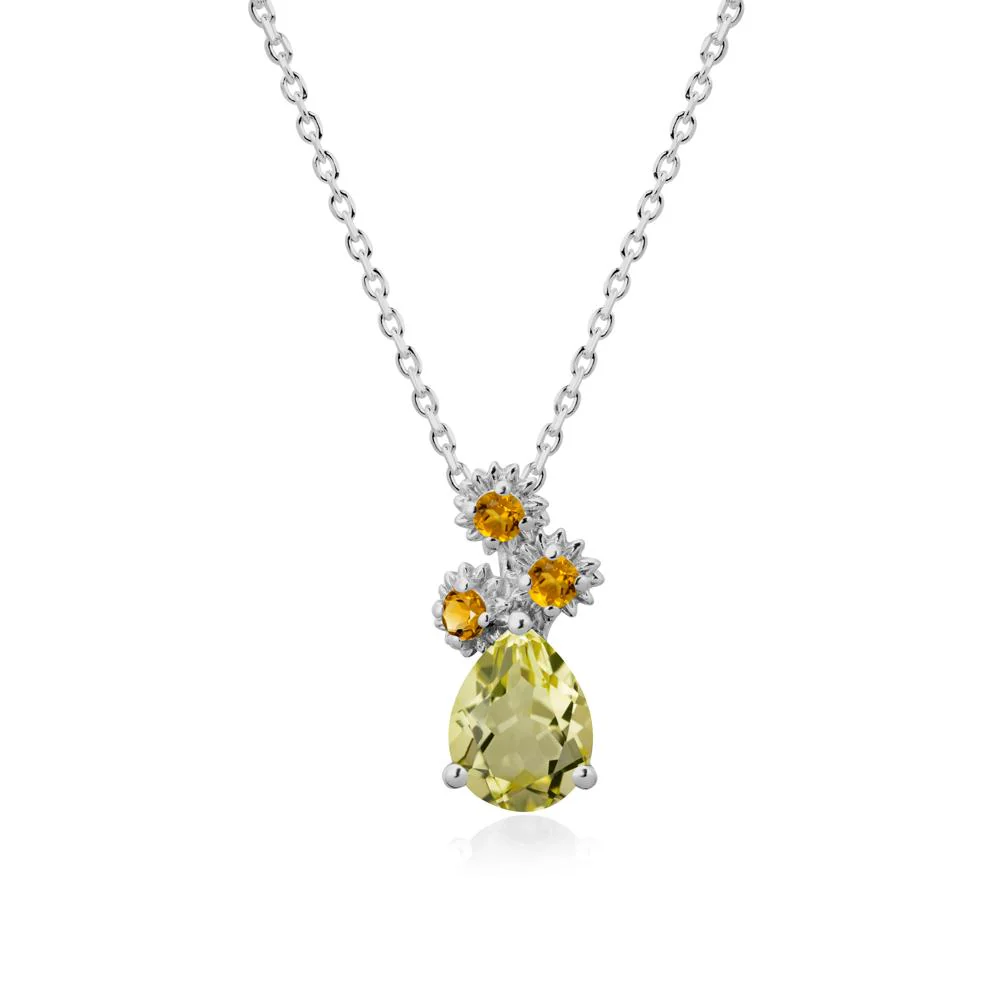 Teardrop Lemon Quartz and Citrine Flower Pendant - Image 8