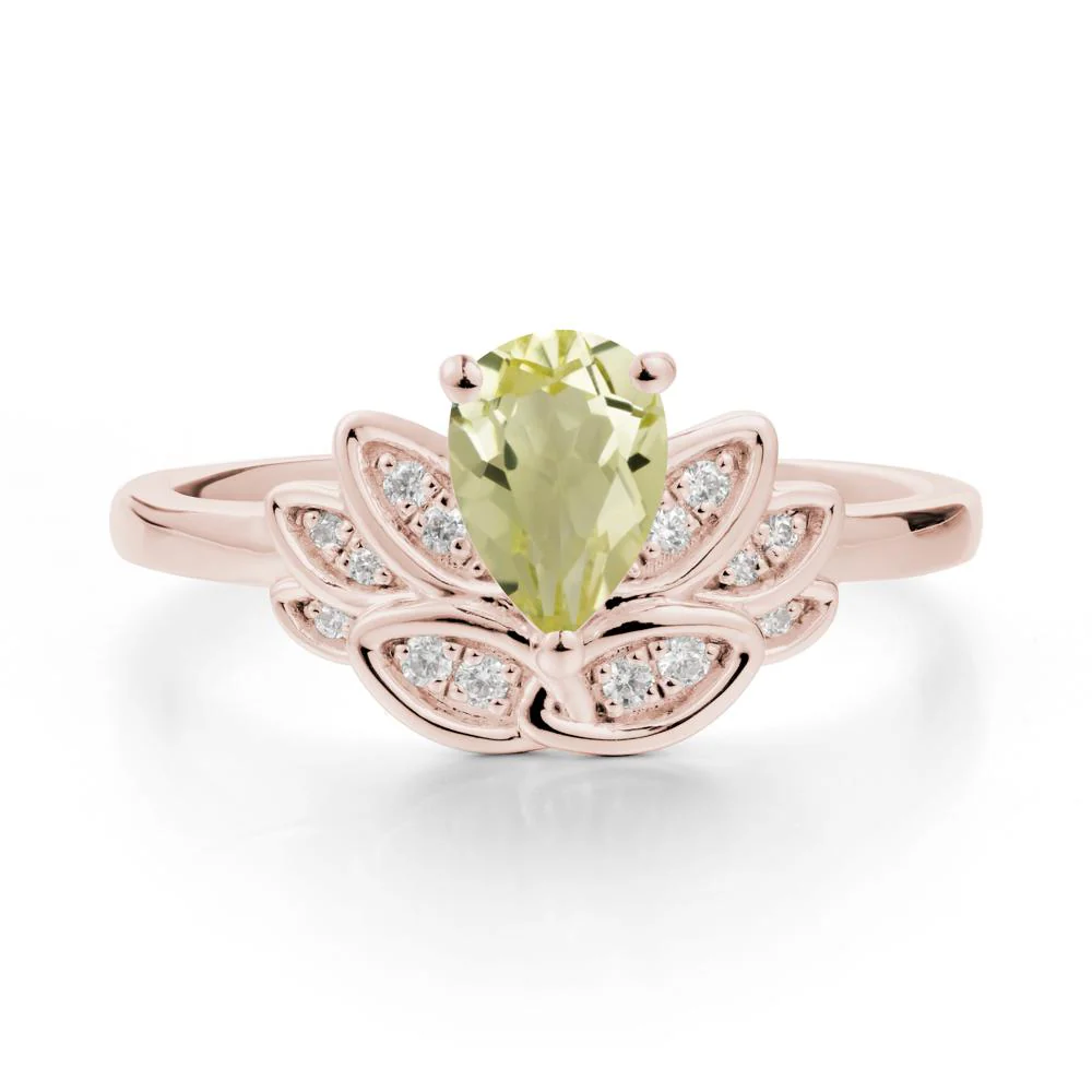 Teardrop Lemon Quartz Petal Ring - Image 2