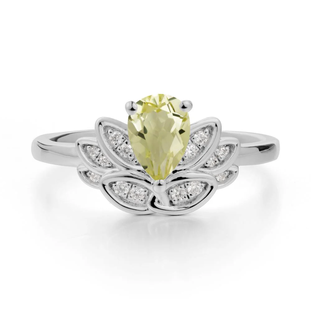 Teardrop Lemon Quartz Petal Ring - Image 8
