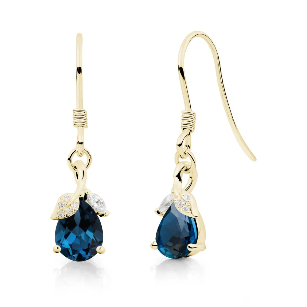 Teardrop London Blue Topaz French Hook Earrings - Image 5