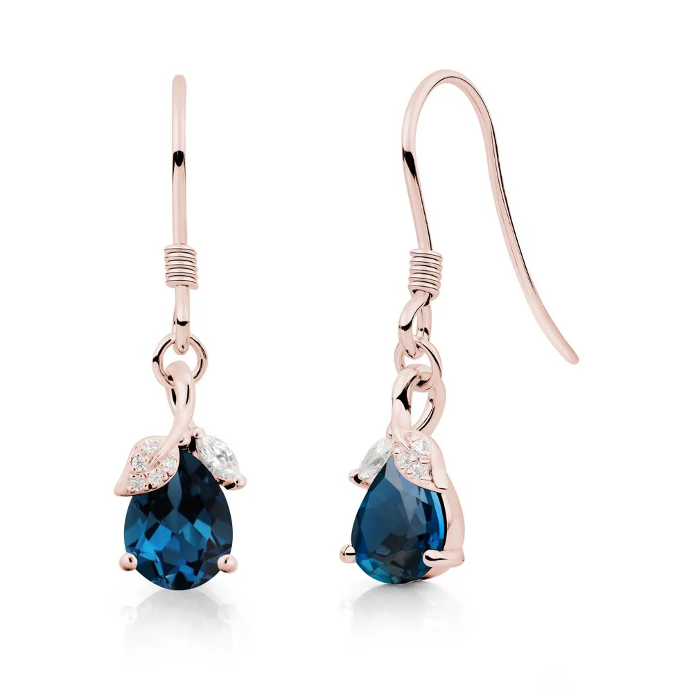 Teardrop London Blue Topaz French Hook Earrings - Image 6