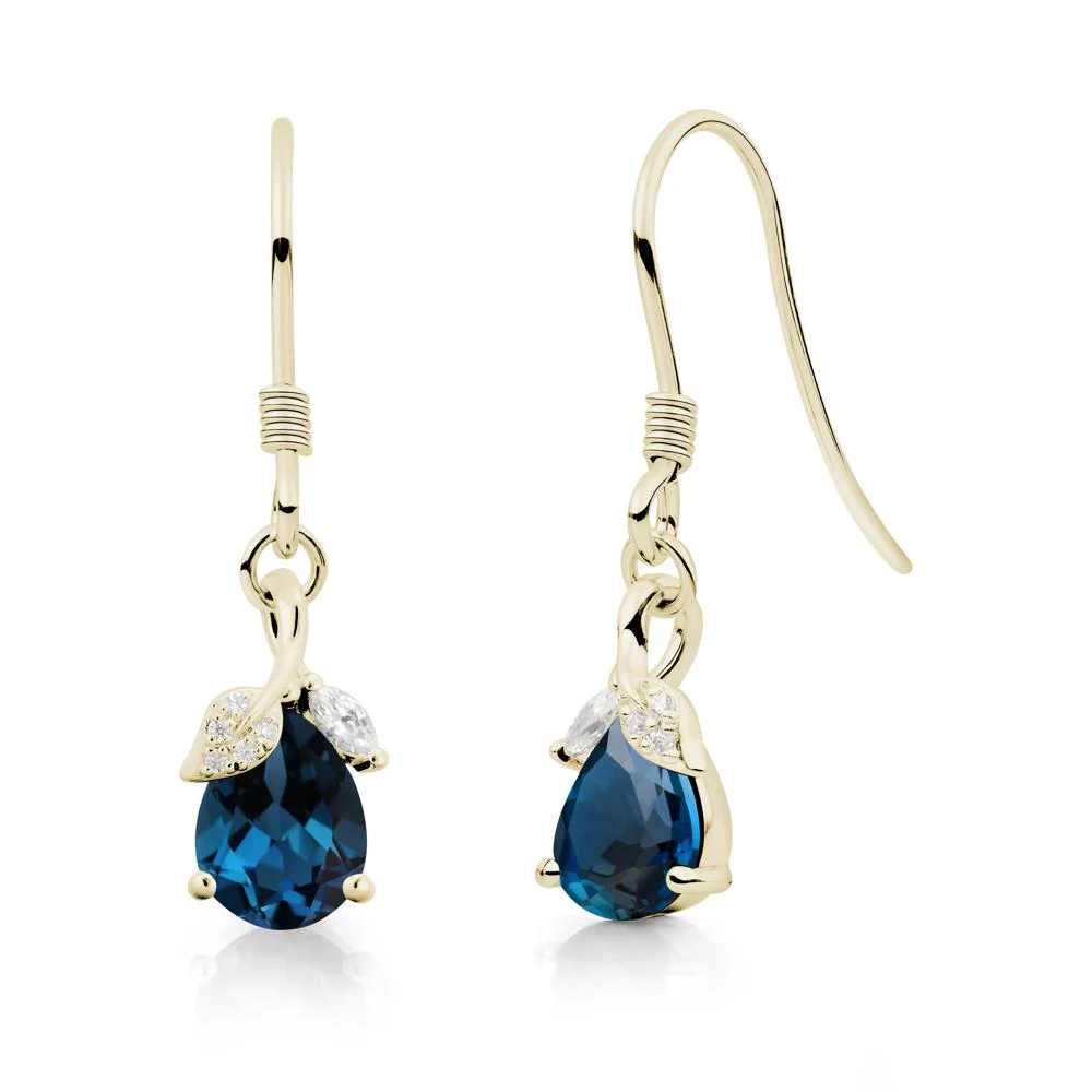 Teardrop London Blue Topaz French Hook Earrings - Image 7