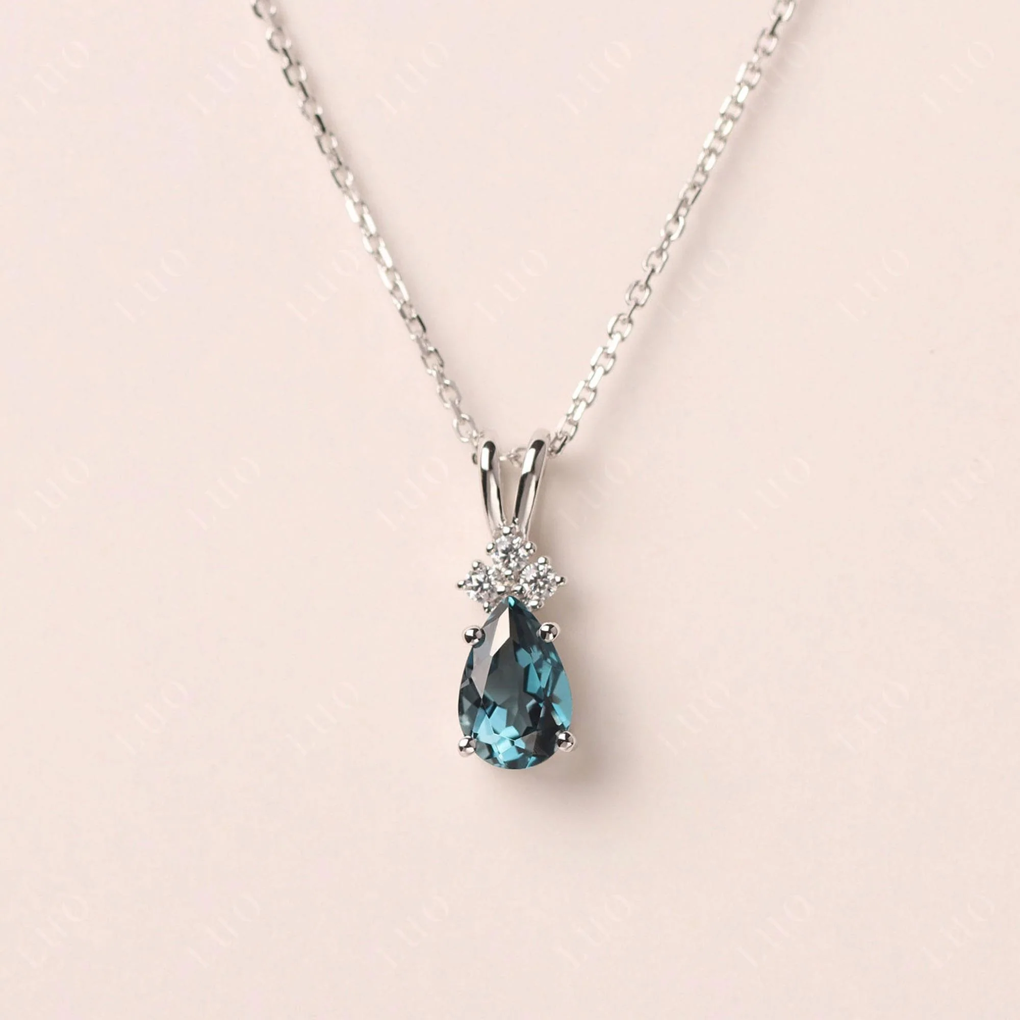 Pear Shaped London Blue Topaz Necklace - Image 10