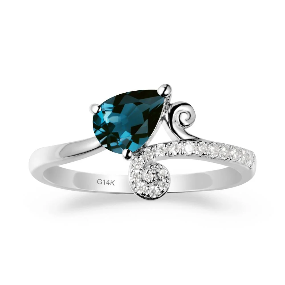 Teardrop London Blue Topaz Swirl Ring