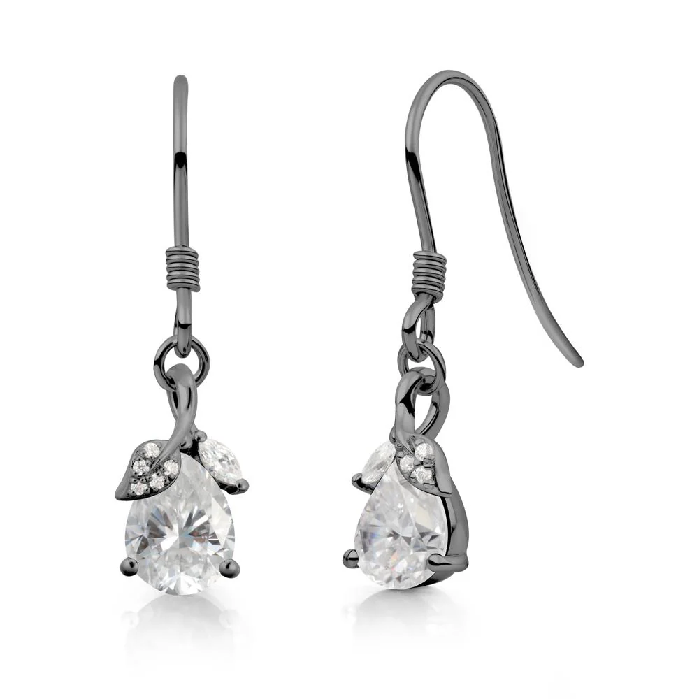 Teardrop Moissanite French Hook Earrings - Image 4