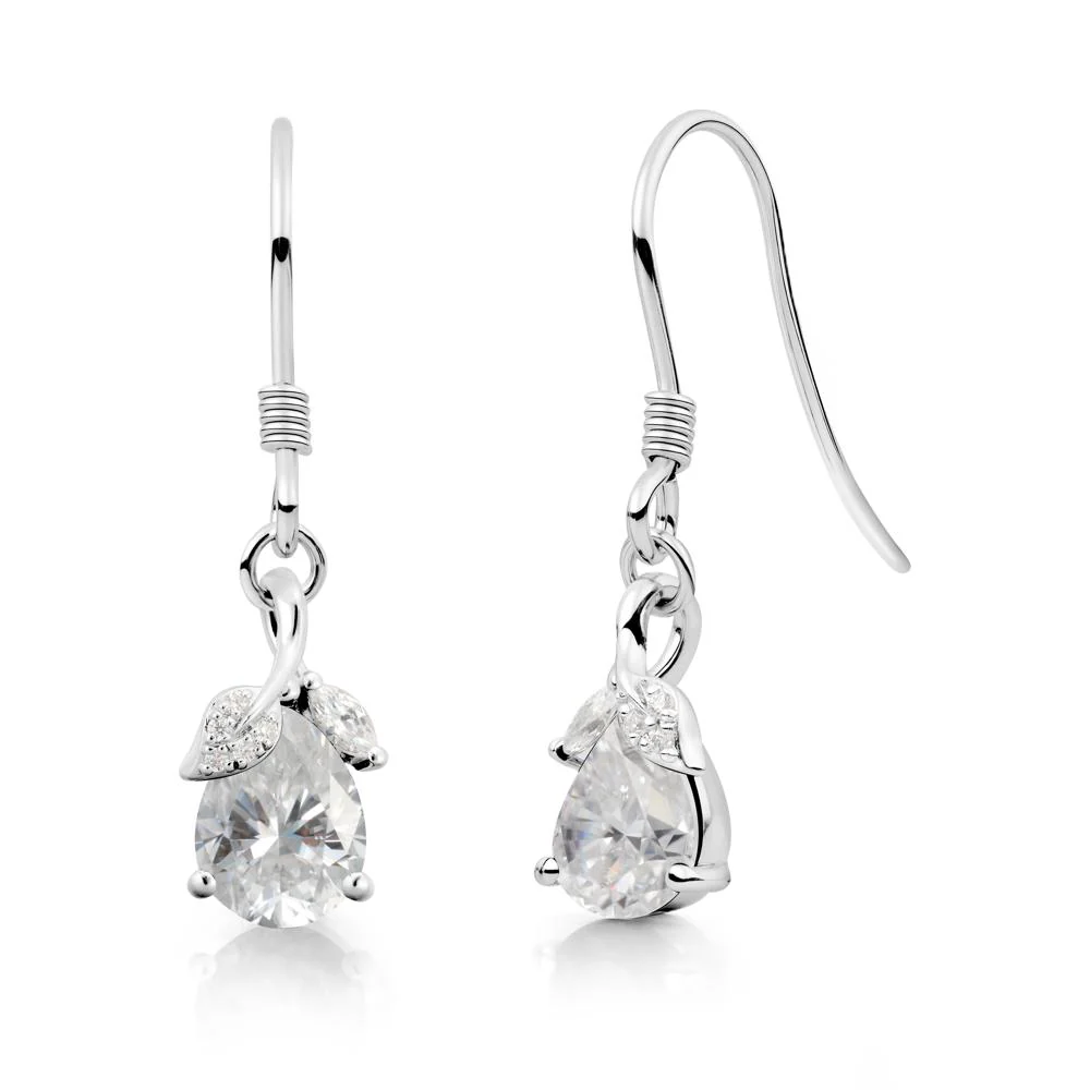 Teardrop Moissanite French Hook Earrings - Image 5
