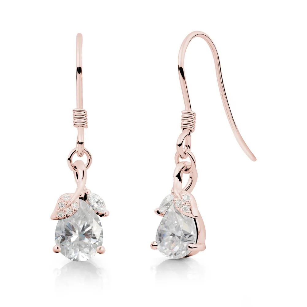 Teardrop Moissanite French Hook Earrings - Image 6