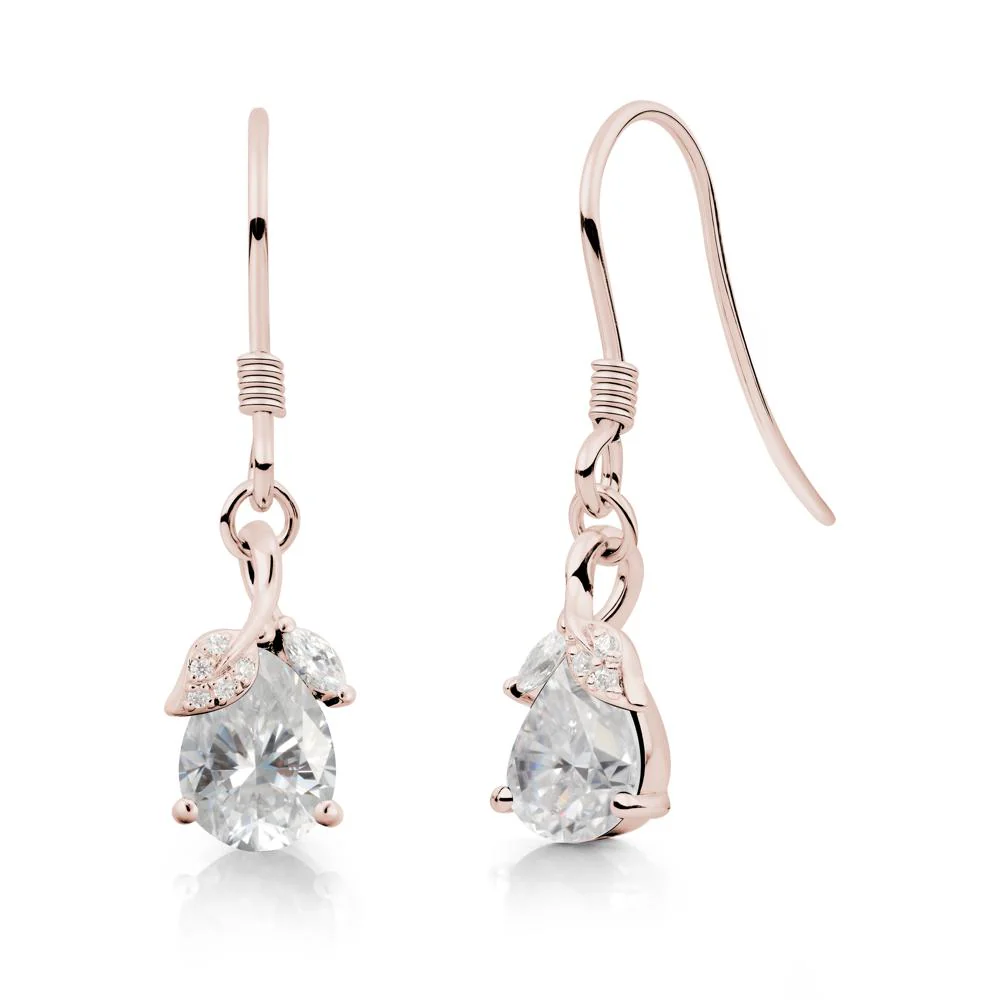Teardrop Moissanite French Hook Earrings - Image 8
