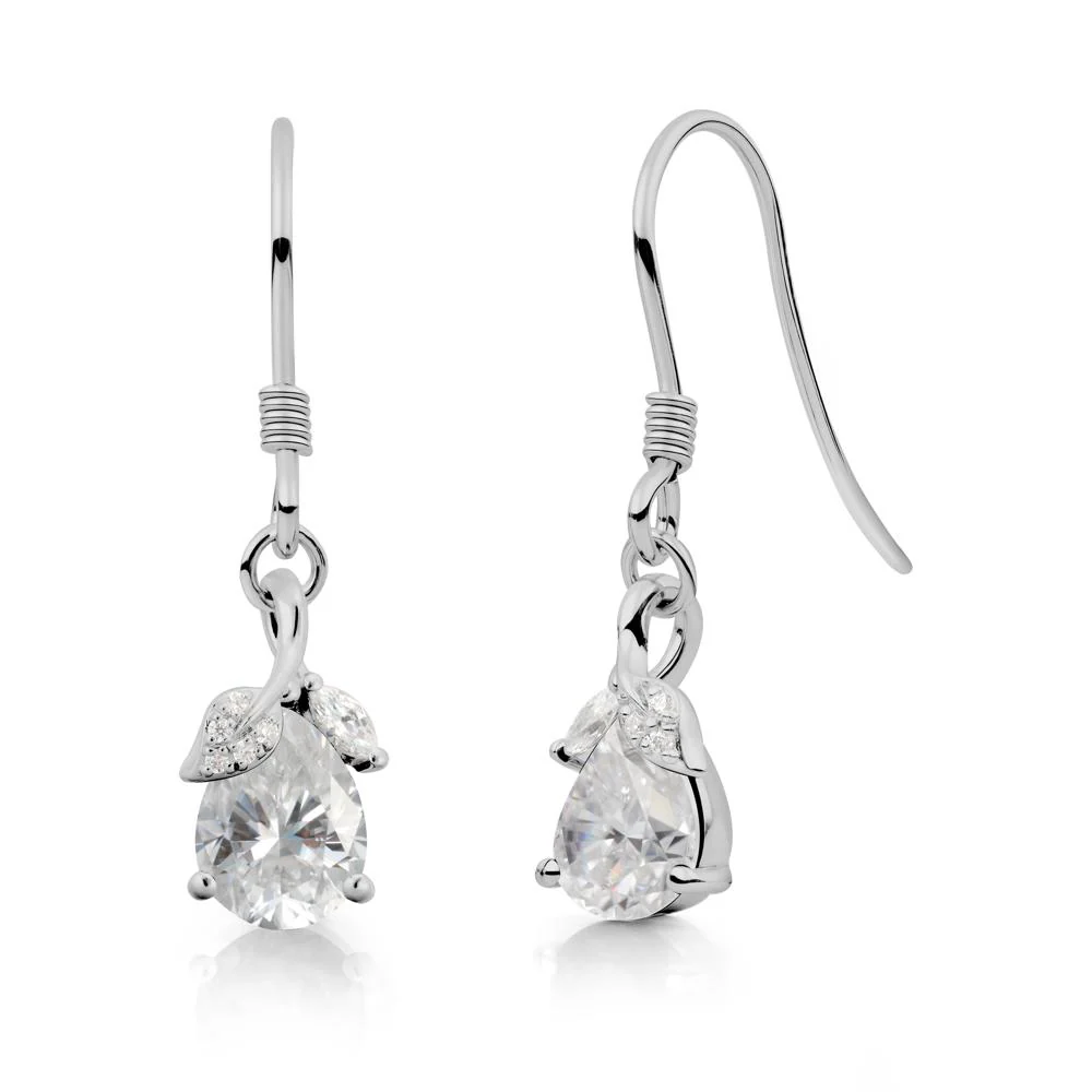 Teardrop Moissanite French Hook Earrings - Image 9