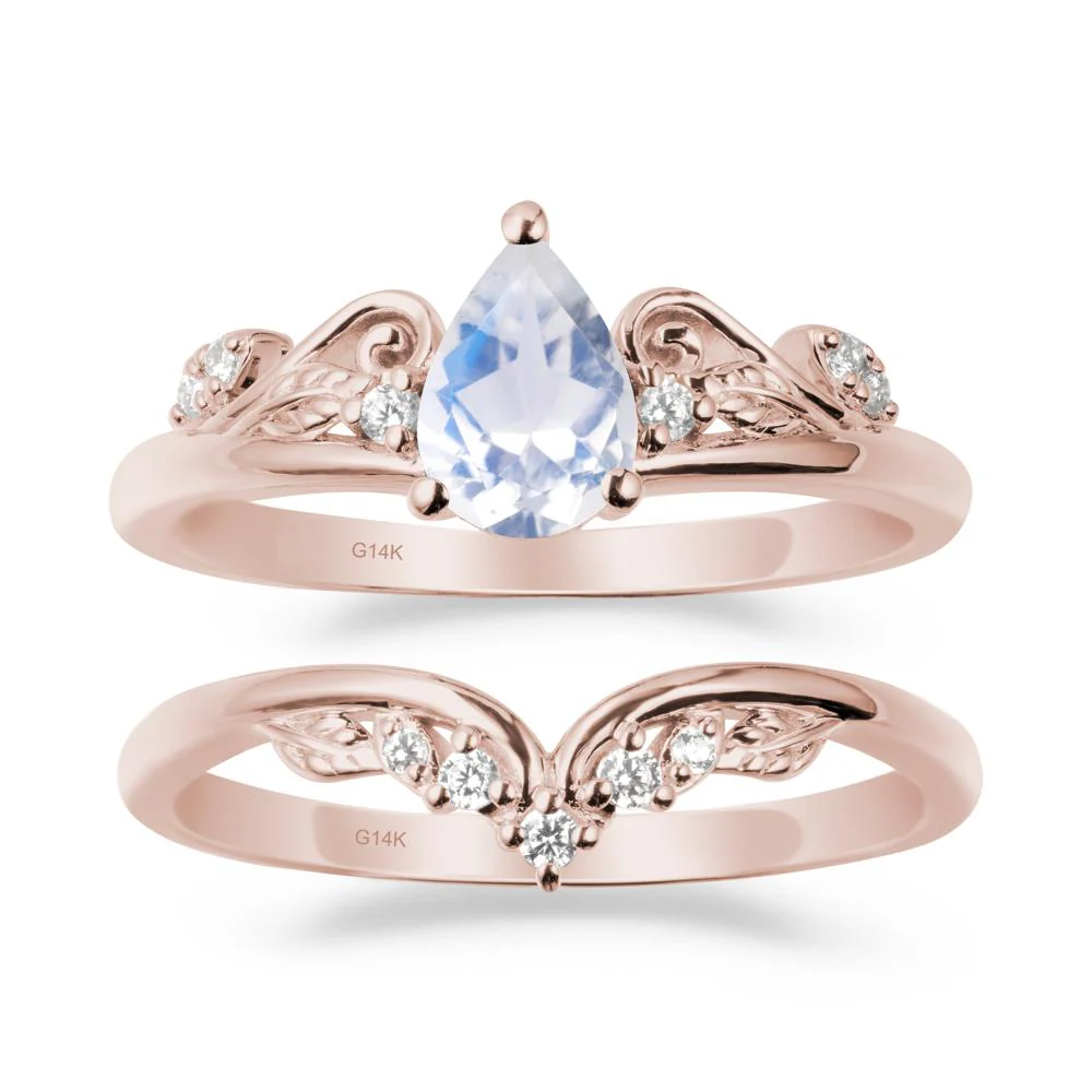 Teardrop Moonstone Promise Ring Set