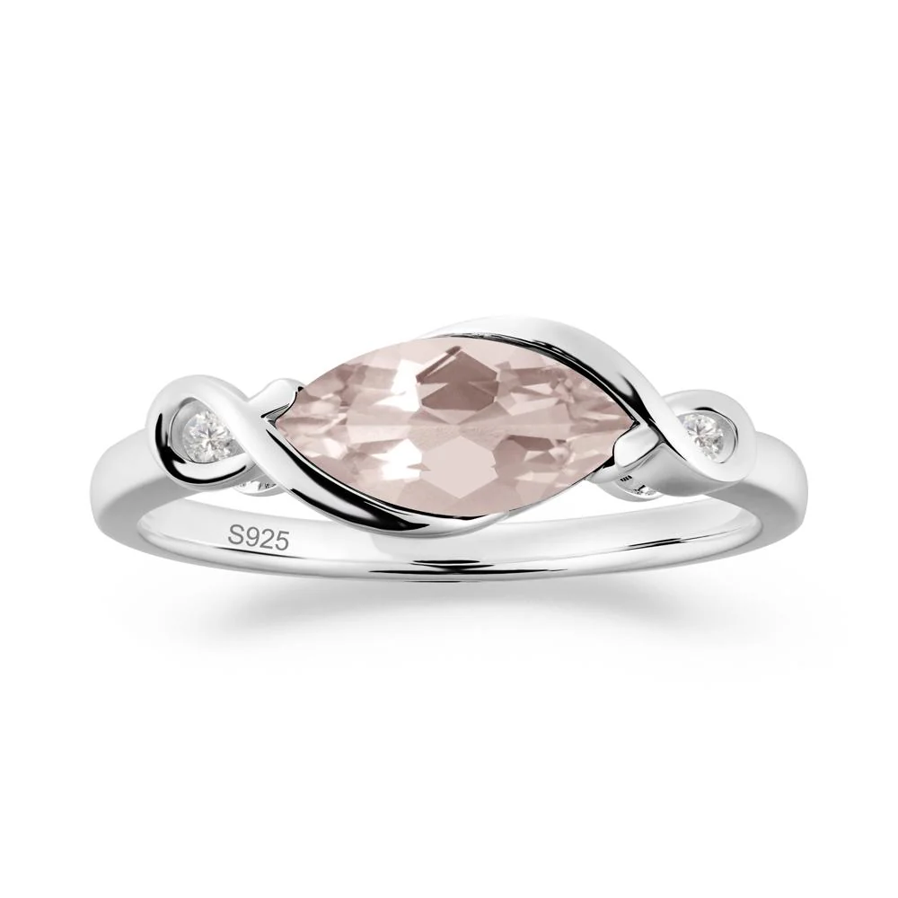 Teardrop Morganite Pave Bow Ring - Image 2