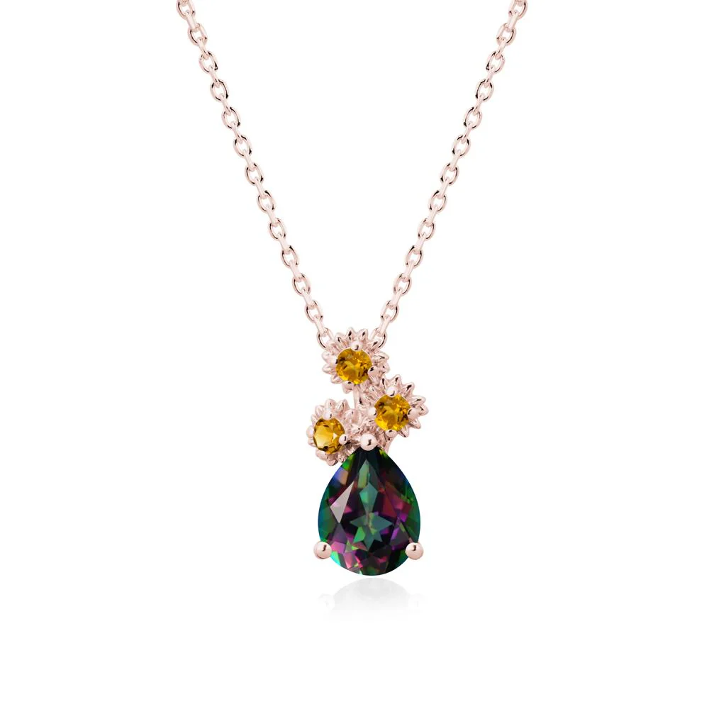Teardrop Mystic Topaz and Citrine Flower Pendant - Image 4