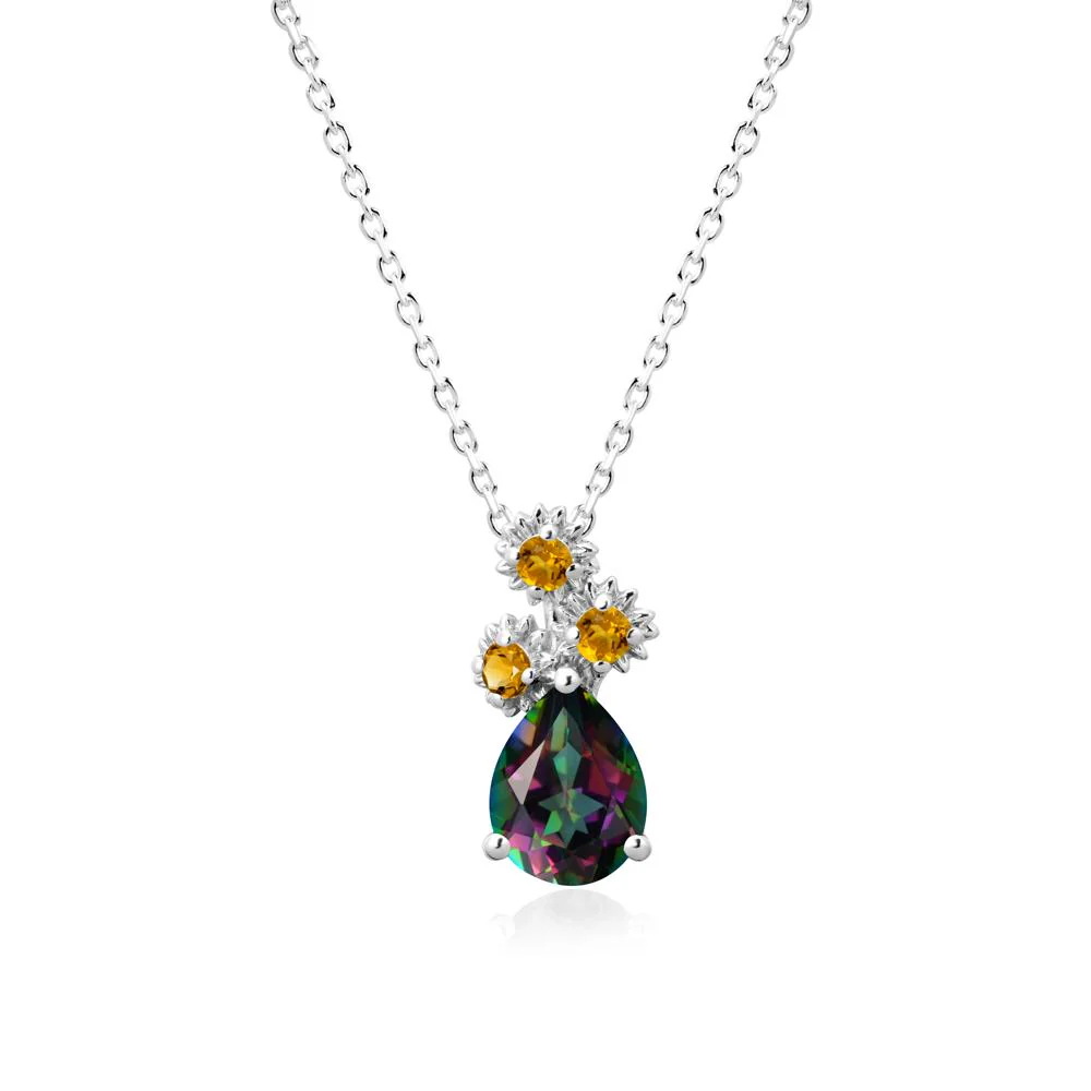 Teardrop Mystic Topaz and Citrine Flower Pendant - Image 5