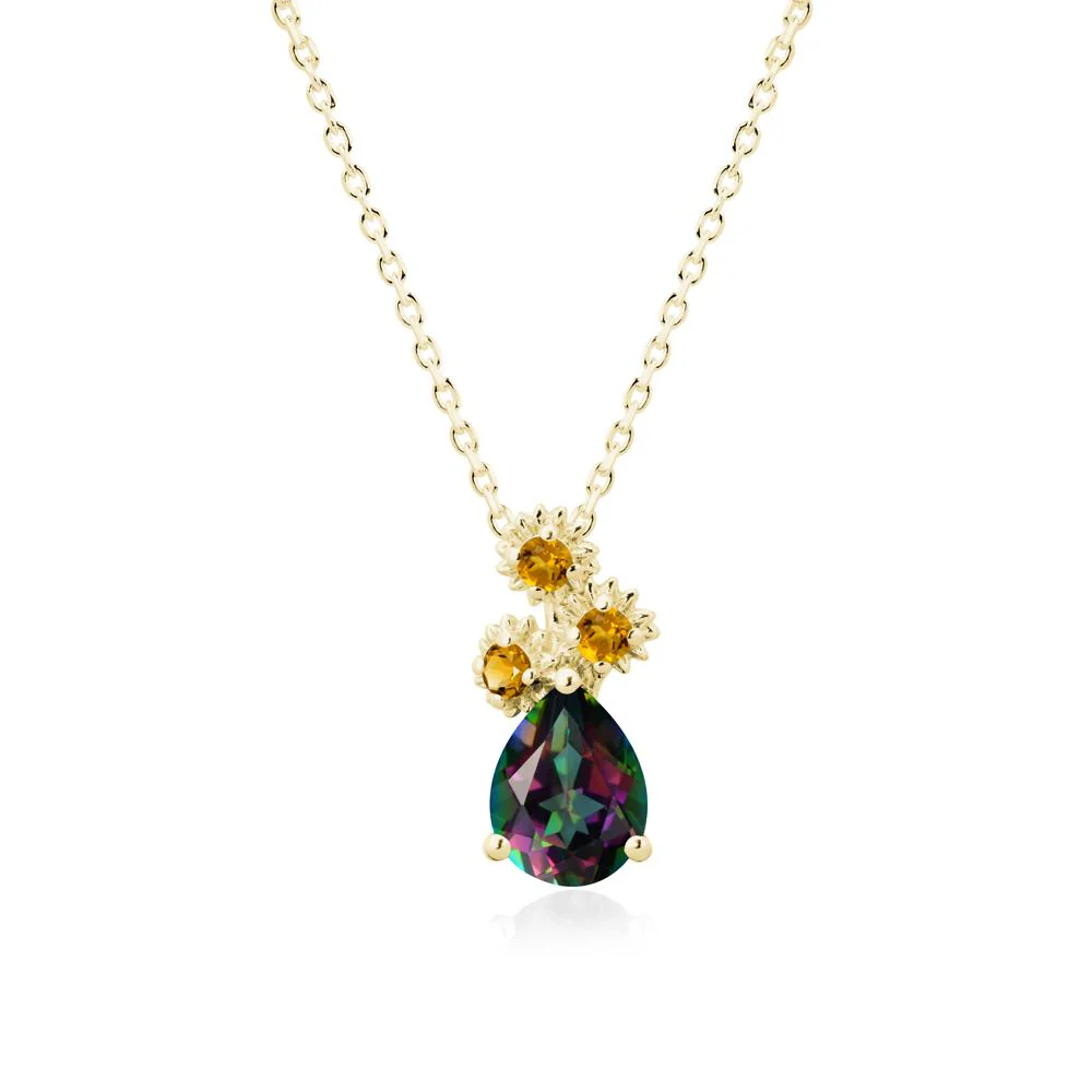 Teardrop Mystic Topaz and Citrine Flower Pendant - Image 6