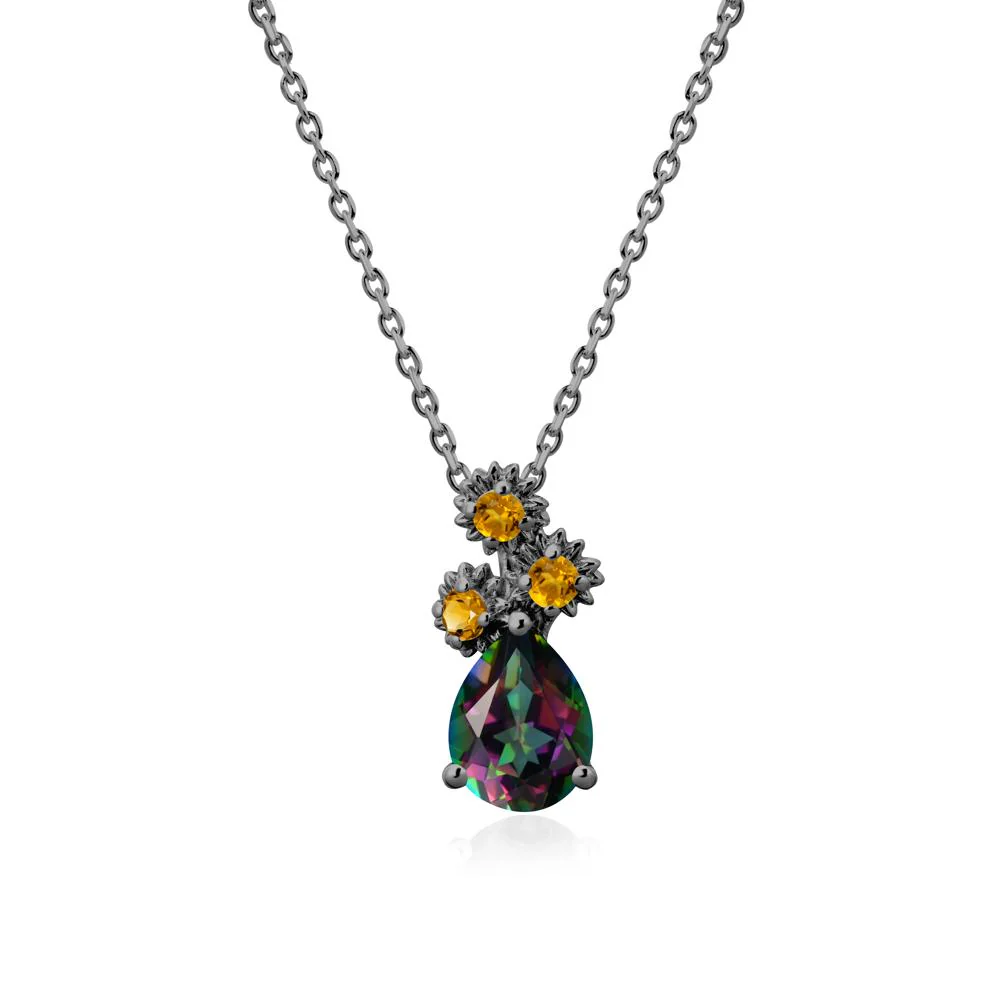 Teardrop Mystic Topaz and Citrine Flower Pendant - Image 7
