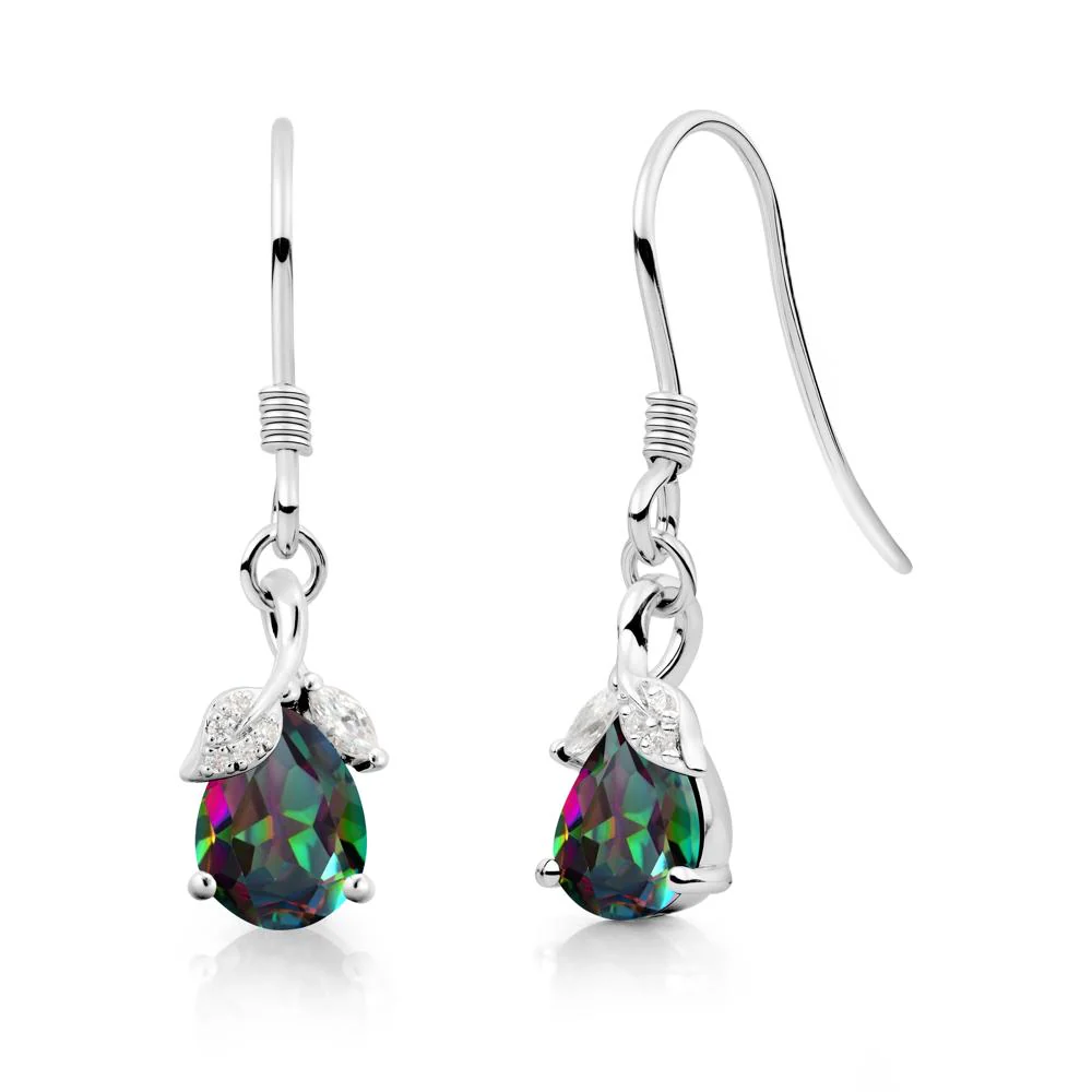 Teardrop Mystic Topaz French Hook Earrings - Image 6