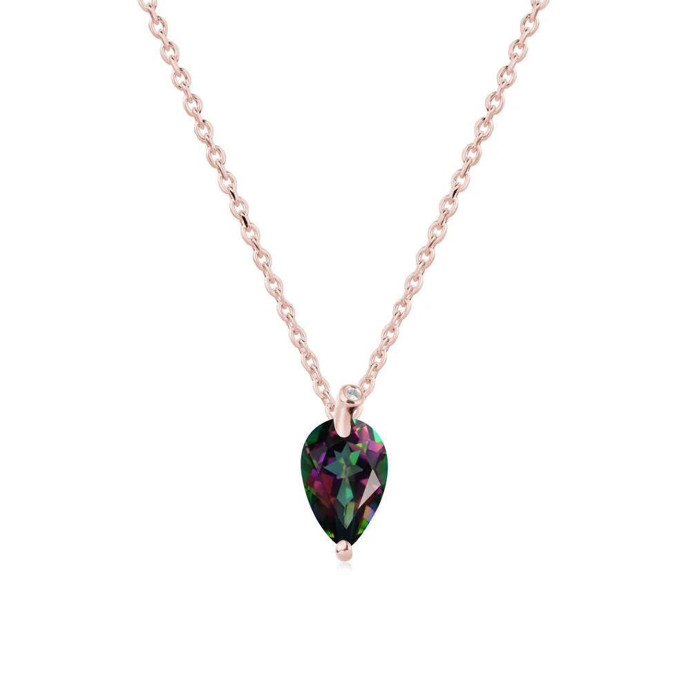 Teardrop Mystic Topaz Leaf Necklace - Image 5