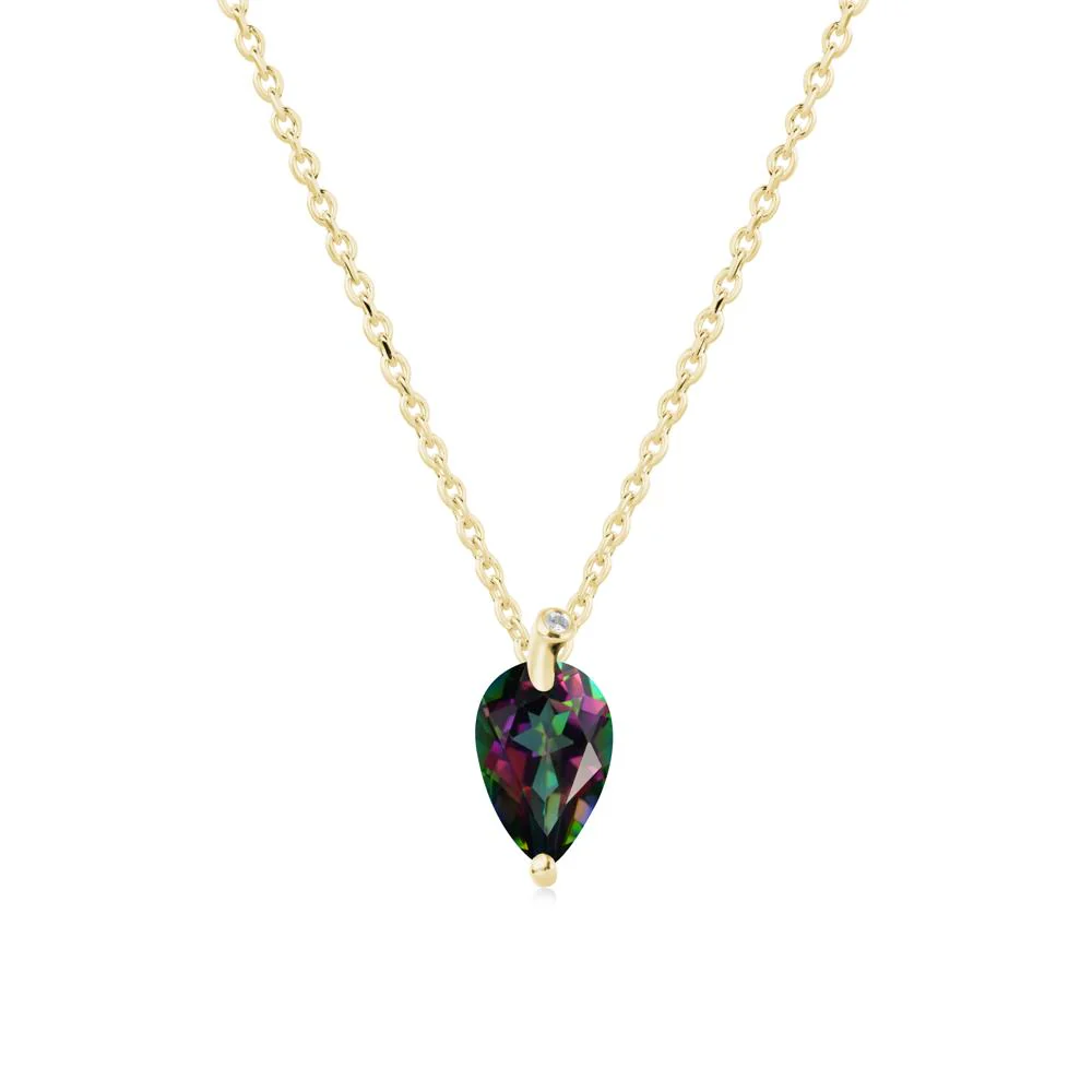 Teardrop Mystic Topaz Leaf Necklace - Image 7