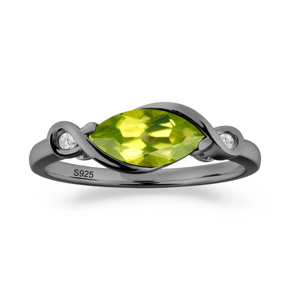 Teardrop Peridot Pave Bow Ring