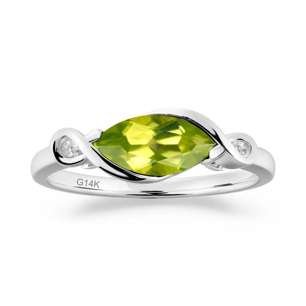 Teardrop Peridot Pave Bow Ring - Image 4