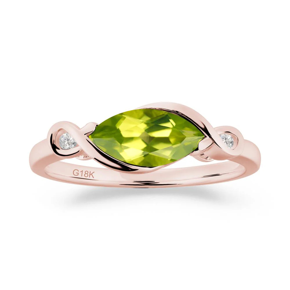Teardrop Peridot Pave Bow Ring - Image 7