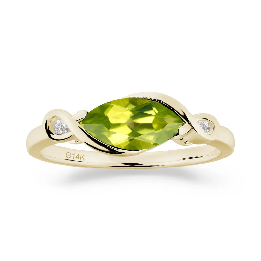 Teardrop Peridot Pave Bow Ring - Image 8