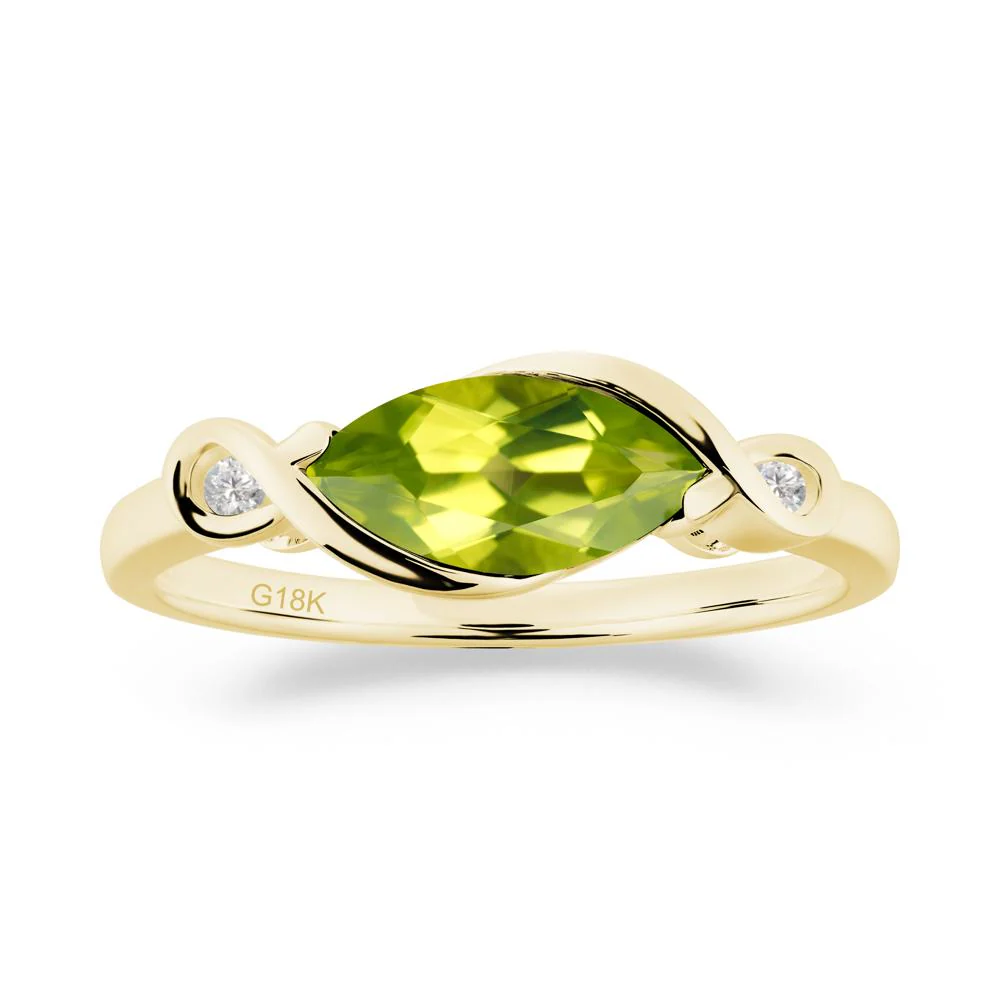Teardrop Peridot Pave Bow Ring - Image 9