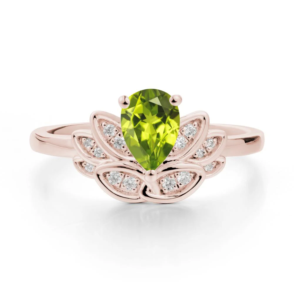 Teardrop Peridot Petal Ring - Image 2