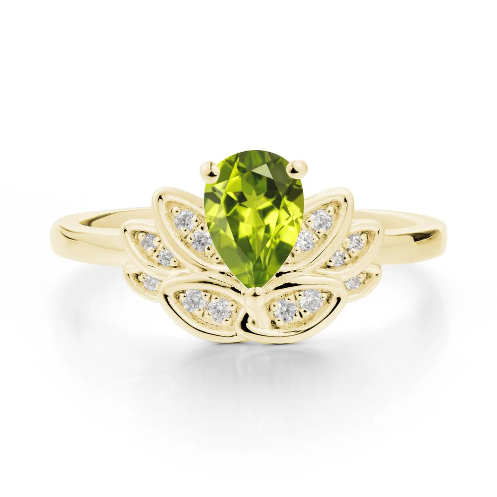 Teardrop Peridot Petal Ring - Image 7