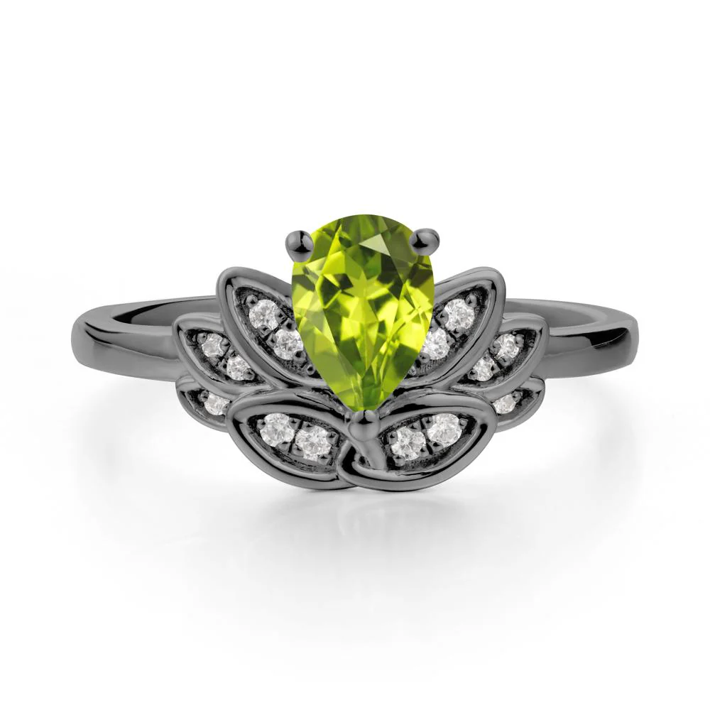 Teardrop Peridot Petal Ring - Image 8