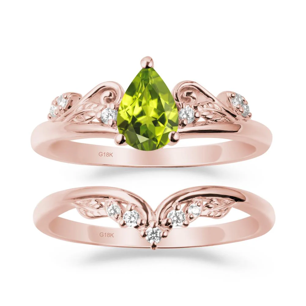 Teardrop Peridot Promise Ring Set - Image 4