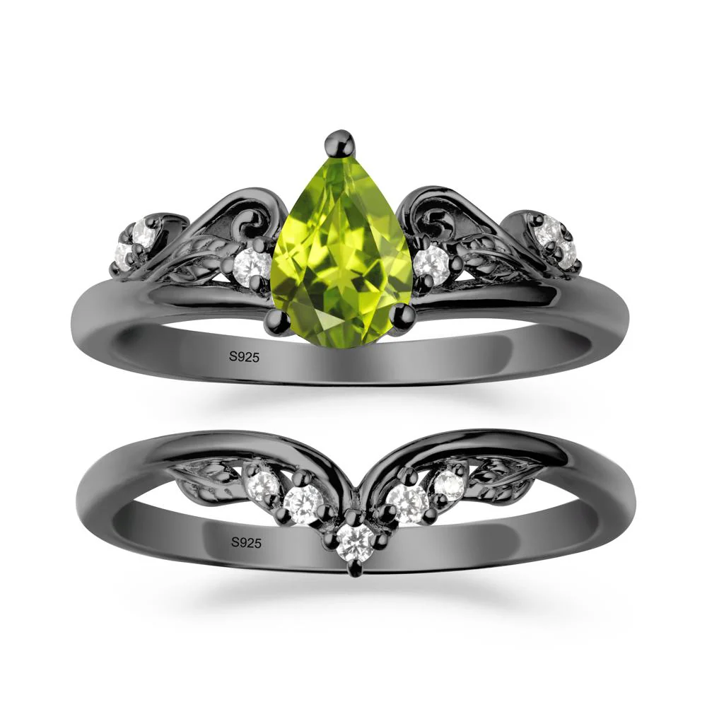 Teardrop Peridot Promise Ring Set - Image 7