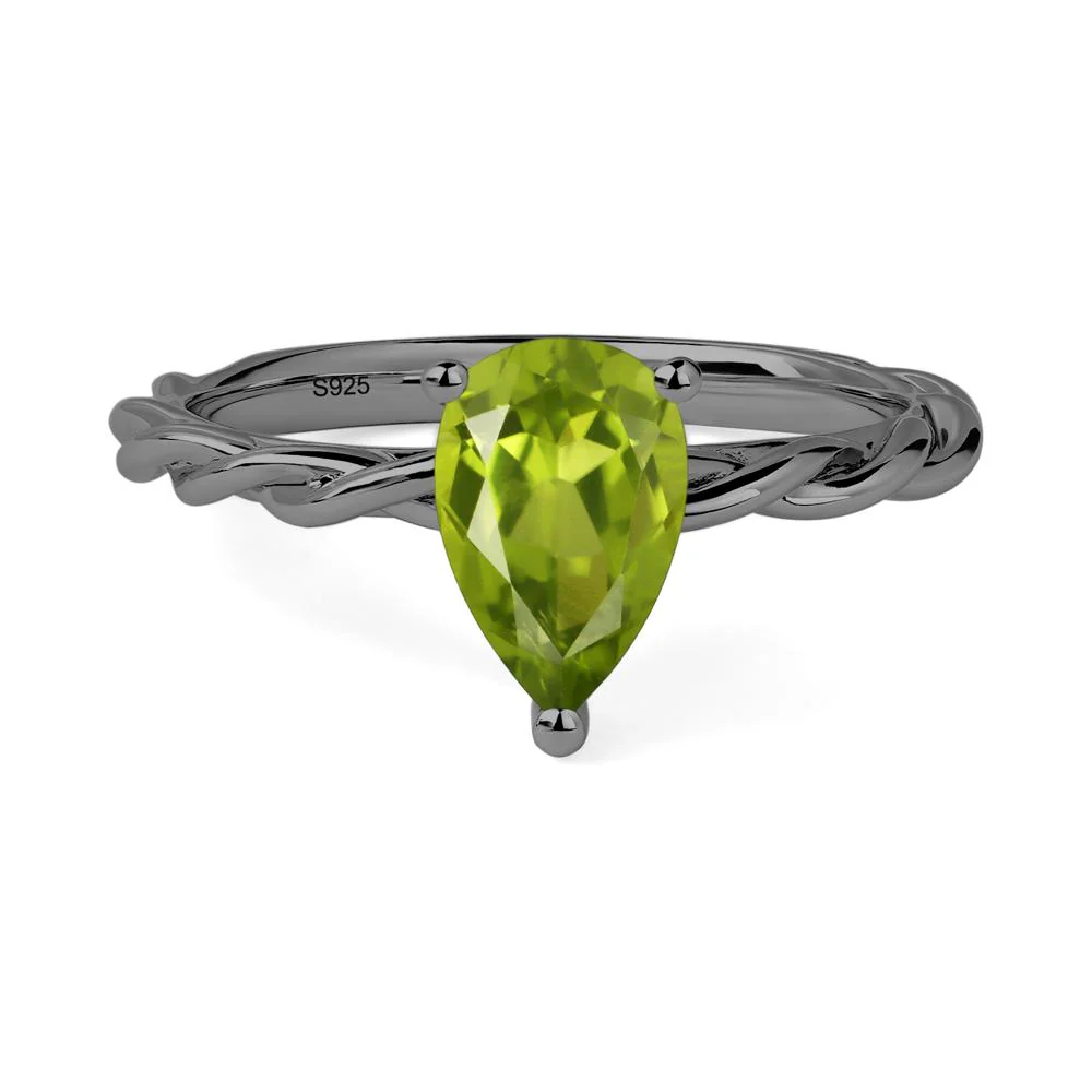 Teardrop Peridot Solitaire Ring - Image 2
