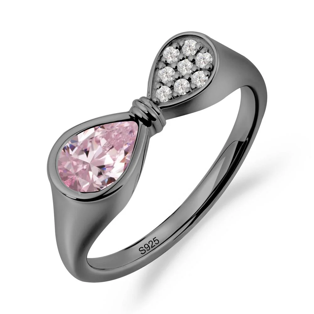 Teardrop Pink Cubic Zirconia Infinity Knot Ring