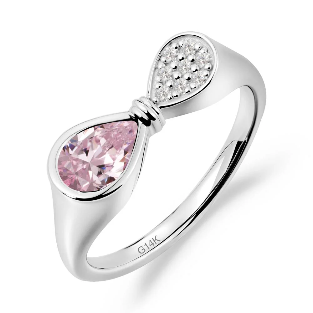 Teardrop Pink Cubic Zirconia Infinity Knot Ring - Image 6