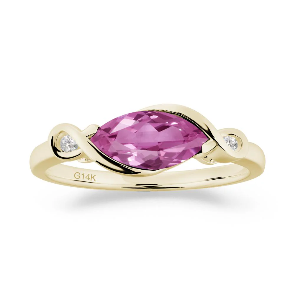 Teardrop Pink Sapphire Pave Bow Ring - Image 3
