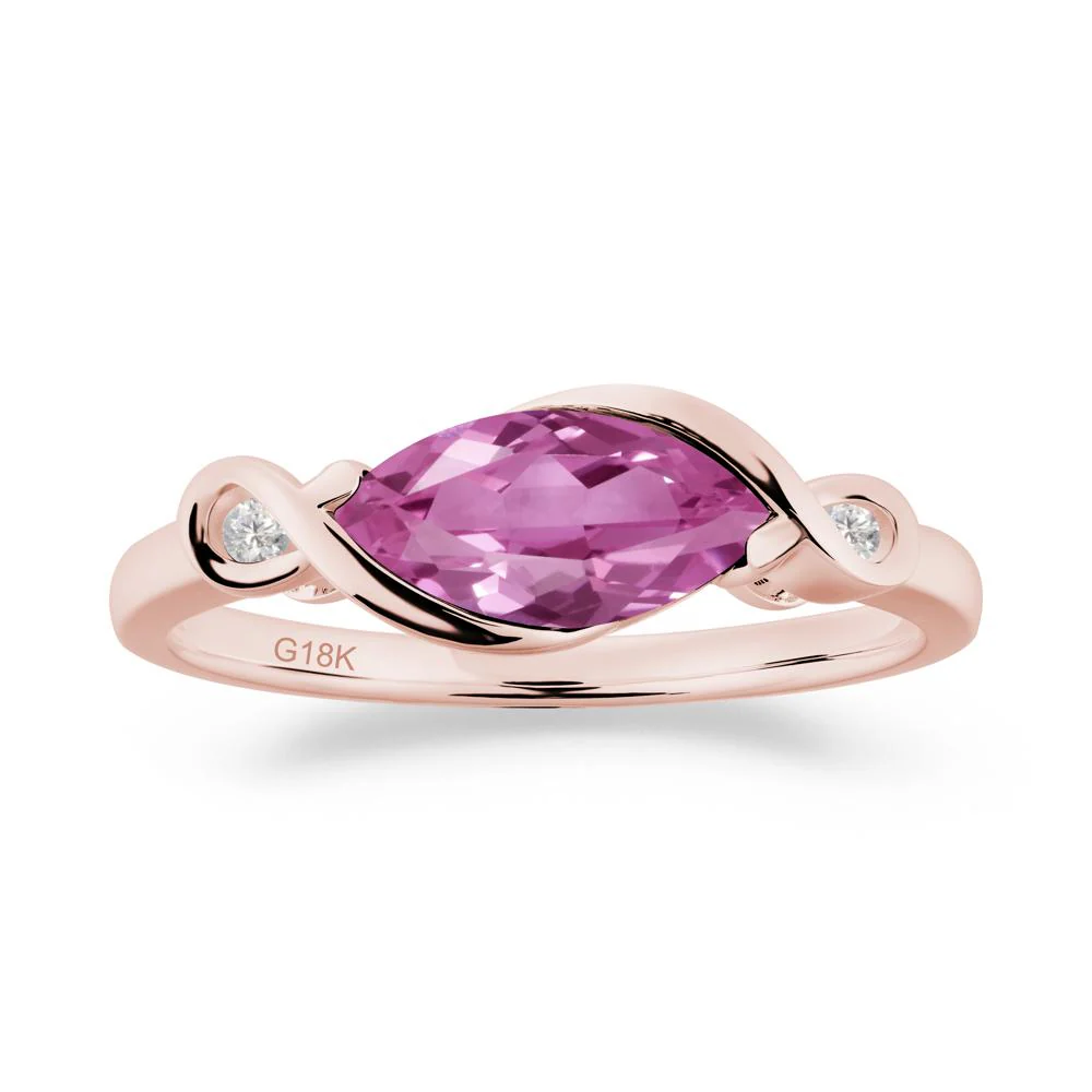 Teardrop Pink Sapphire Pave Bow Ring - Image 4